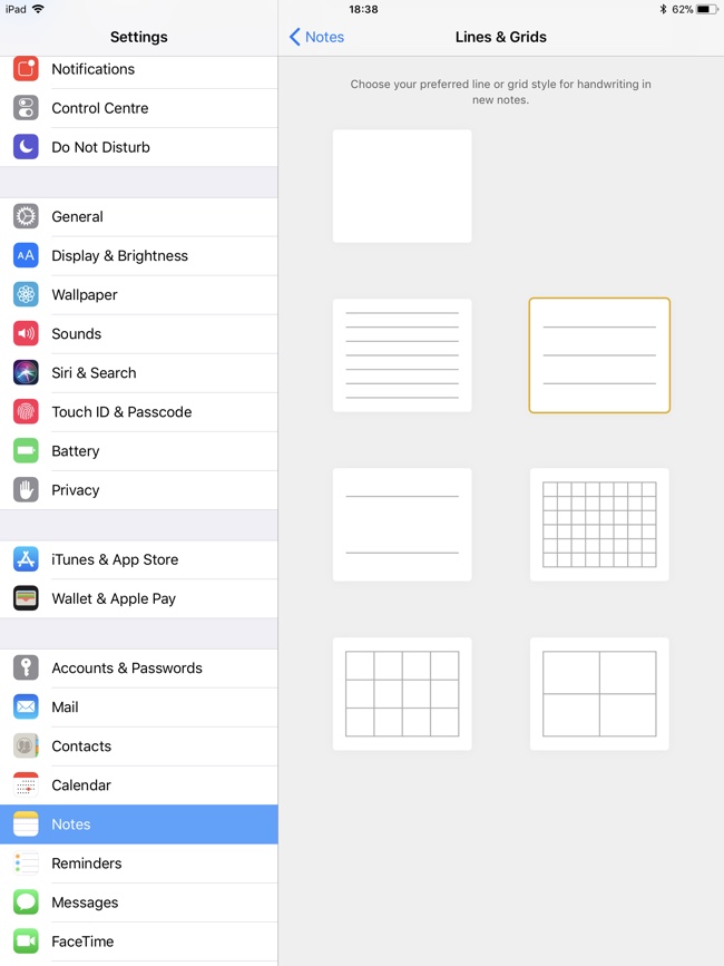 Cómo configurar una aplicación de notas para iPhone o iPad con estilo de cuadrícula o líneas preferidas
