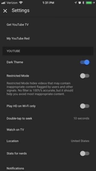 Youtube For iOS gana un modo oscuro, al menos para algunos usuarios